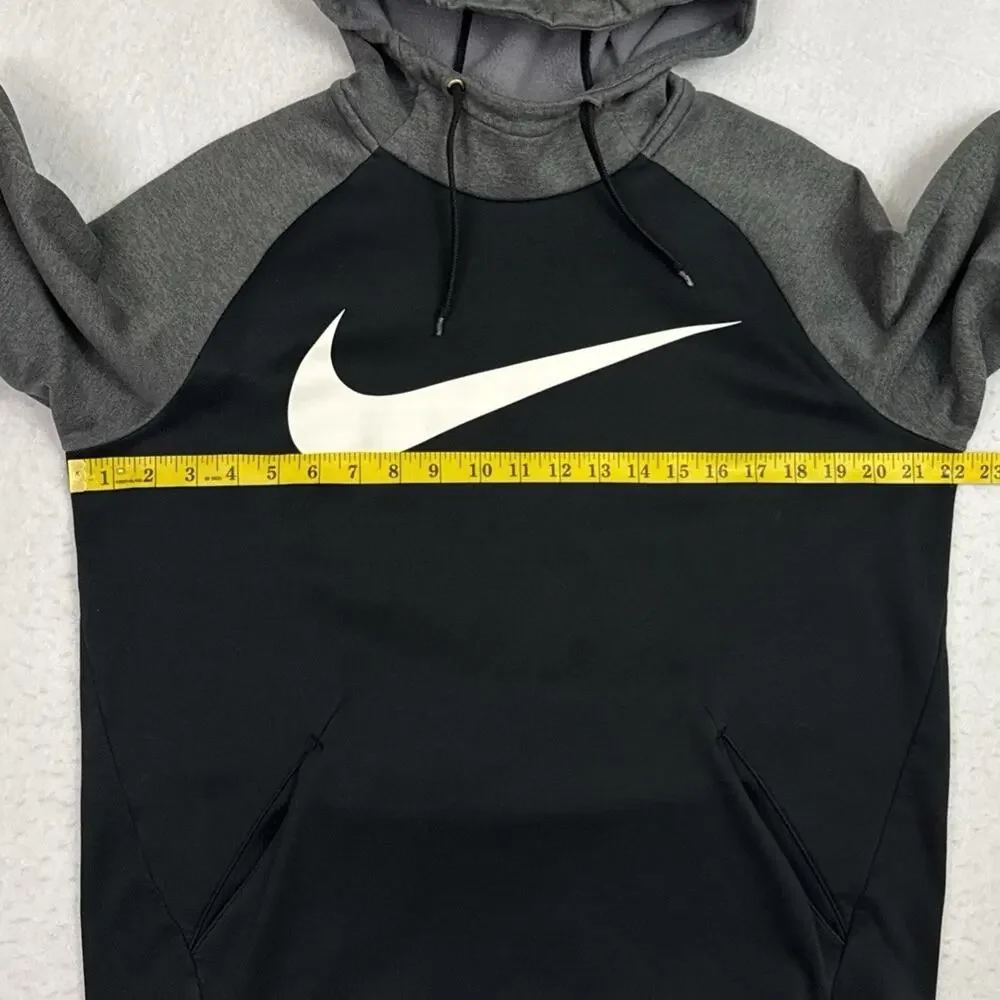 Nike Dri-FIT Hoodie Mens Medium Black Gray Pullover Swoosh Fleece Athletic